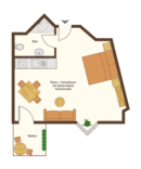 Grundriss Ferienwohnung Nussbaum (ca. 35m)