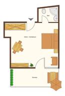 Grundriss Ferienwohnung Wei- & Schwarzhorn (ca. 35m)